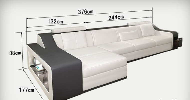 Ledersofa mit USB Wohnlandschaft Ecksofa Eck Garnitur Design Modern Sofa B2017B