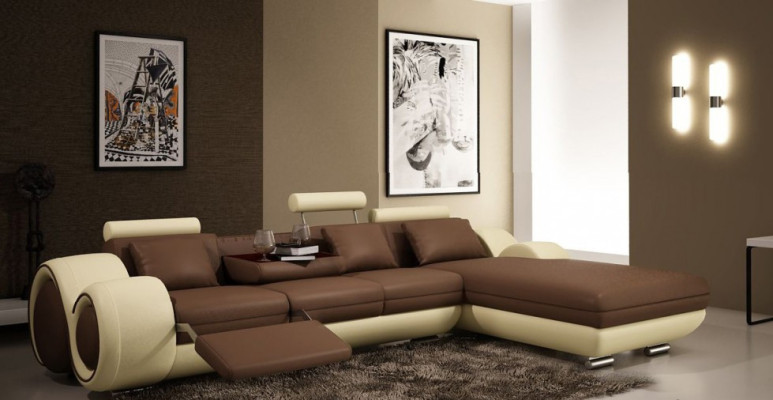 Patentiertes Design Ecksofa Sofa +USB,Polster Leder Ecke BERLIN Wohnlandschaft