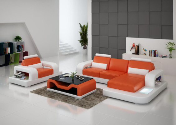 Ledersofa Couch Wohnlandschaft Eck Sessel Garnitur Design Modern Sofa