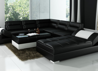 Komfortables Statement Neues Leder-Ecksofa in U-Form für Ihr Wohnambiente
