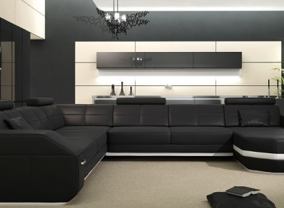 Ledersofa Ecksofa Wohnlandschaft Ecksofa Eckcouch Polster Sitz Ecke Neu USB+LED