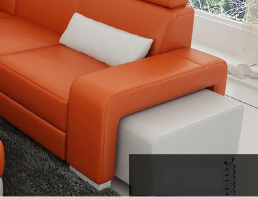 Ecksofa Polster Designer Sofa Eckgarnitur Couch Modernde Sofas U Form Leder +USB