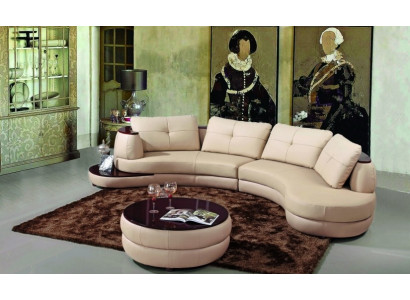 Moderne Rundcouch Ecksofa Runde Eck Polster Sofa Sitz Garnitur Leder Couch + USB