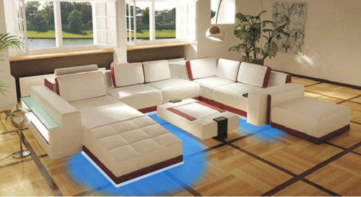 Sofa Couch Ecksofa Valentin UForm Luxus Designersofa Ledercouch LED Leder Modern