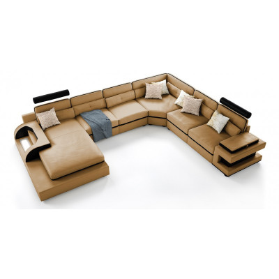 Entdecken Sie unser Großes U-Form Sofa mit innovativer USB-Klickautomatik