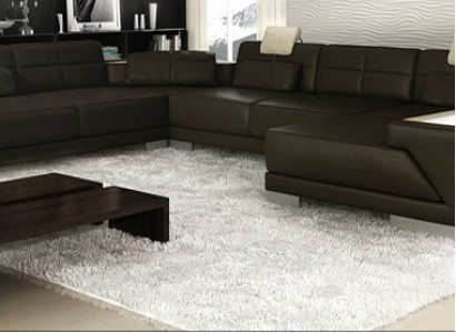 Wohnzimmer U Form Ecksofa mit USB Design Sofa Couch Polster Garnitur Ecke Braun
