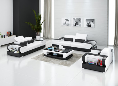 Ledersofa Couch Wohnlandschaft 3+2+1 Sitzer Garnitur Design Modern Sofa G8002D