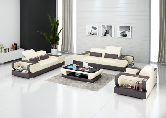 Ledersofa Couch Wohnlandschaft 3+2+1 Sitzer Garnitur Design Modern Sofa G8002D