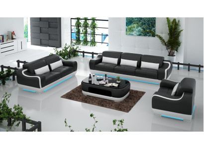 Ledersofa Couch Wohnlandschaft 3+2+1 Sitzer Garnitur Sofa Sofagarnitur G8025D