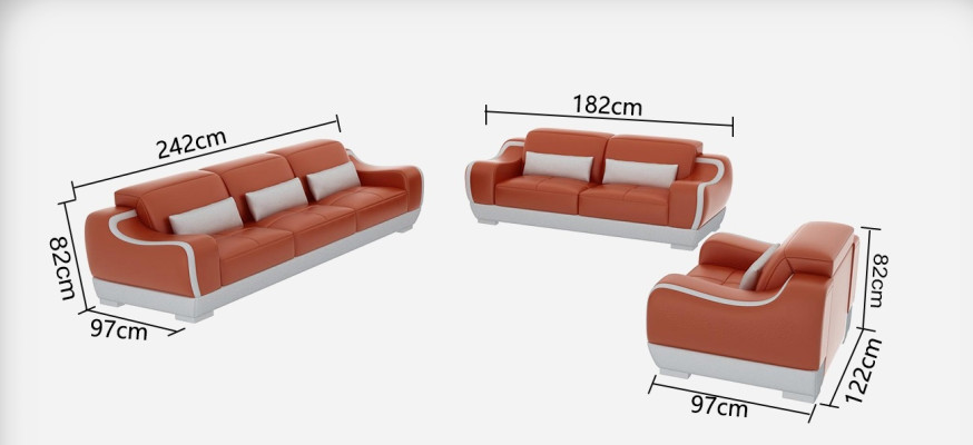 Ledersofa Couch Wohnlandschaft 3+2+1 Sitzer Garnitur Sofa Sofagarnitur G8025D