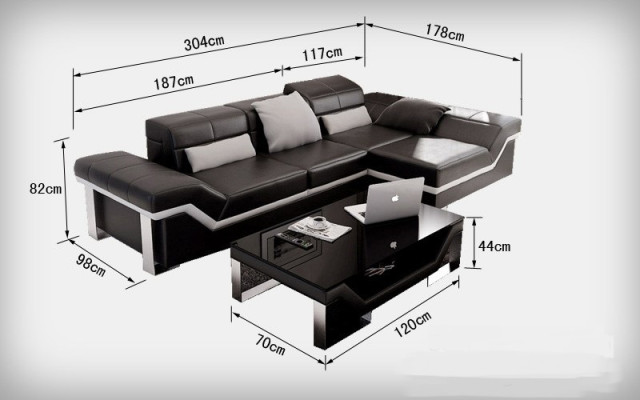 Ledersofa Sofa mit USB,Wohnlandschaft Ecksofa Garnitur Design Modern Sofa K5007F