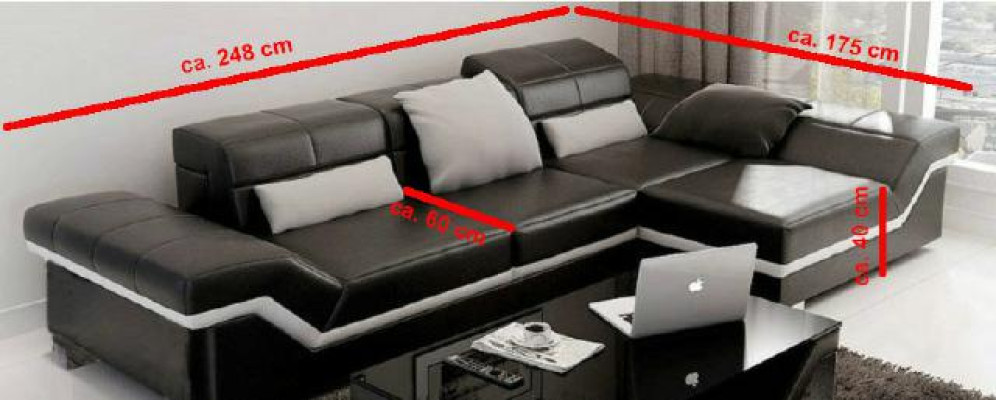 Ledersofa Ecksofa mit USB Sofa Garnitur Couch Wohnlandschaft Polster Sofa Neu