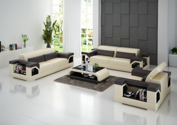 Ledersofa Couch Sofagarnitur Set 3+2+1Sitzer Garnitur Design Modern Sofa mit USB