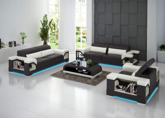 Ledersofa Couch Sofagarnitur Set 3+2+1Sitzer Garnitur Design Modern Sofa mit USB