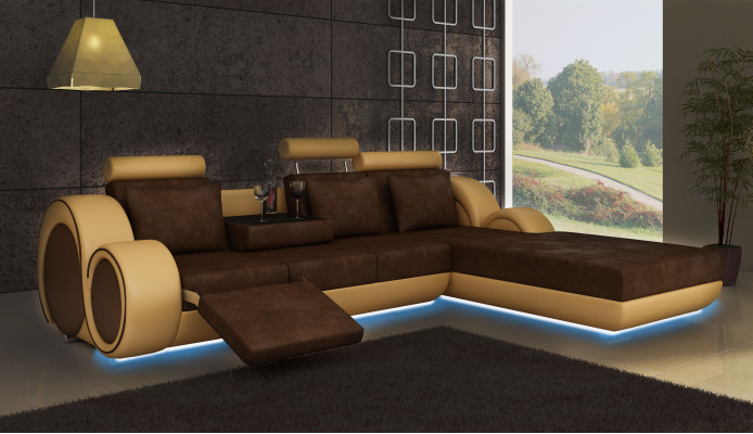 Textilsofa mit USB,Eckcouch Ecksofa Stoffsofa Wohnlandschaft Couchgarnitur NEU