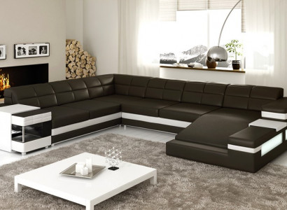 Ledersofa Sofa Couch Polster Ecke Wohnlandschaft Ecksofa Design Leder PH3006 Neu