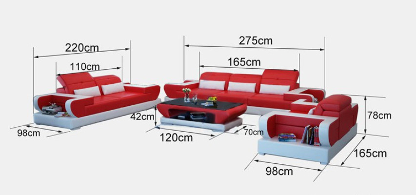 Sofagarnitur Couch Polster Leder Sitz Garnitur 3+2+1 Set Modernes Sofa Detmold