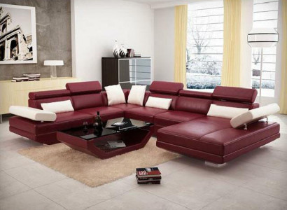 Eck Sofa mit USB Couch Wohnlandschaft Leder Couchen Polster Ecke Sitz Garnitur