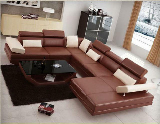 Eck Sofa mit USB Couch Wohnlandschaft Leder Couchen Polster Ecke Sitz Garnitur