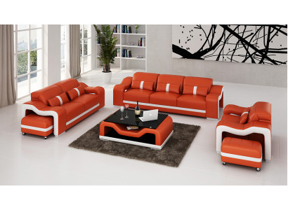 Ledersofa Couch Wohnlandschaft 3+2+1 Sitzer Garnitur Sofagarnitur Sofa
