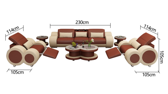Ledersofa Couch Sofagarnitur Neu 3+1+1 Sitzer Garnitur Design Modern Sofa