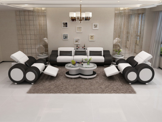 Ledersofa Couch Sofagarnitur Neu 3+1+1 Sitzer Garnitur Design Modern Sofa