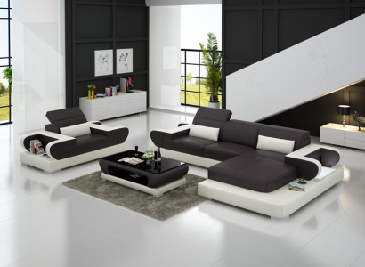 Design XXL Big Sofa Ecksofa mit USB Ledersofa Couch Polster Ecke Wohnlandschaft