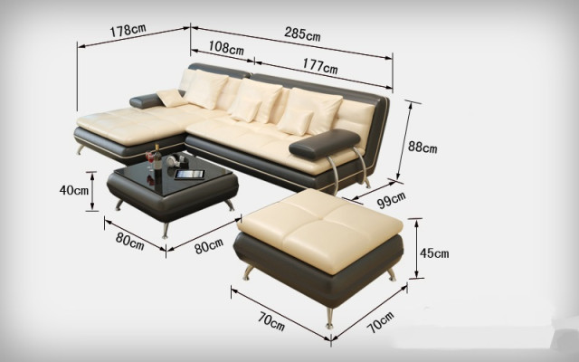 Ledersofa mit USB Wohnlandschaft Ecksofa Eck Garnitur Design Modern Sofa F3015