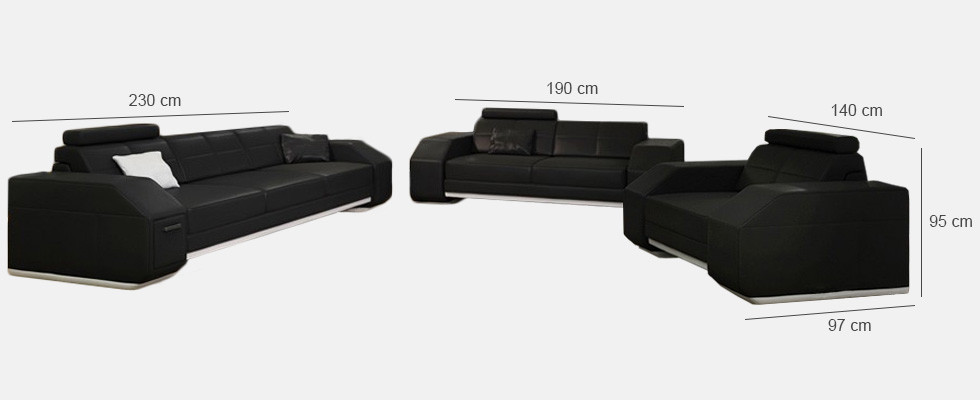 Designer Sofagarnitur Ledersofa USB Set 3+2+1 Garnitur Neu Sofa Couch Garnituren