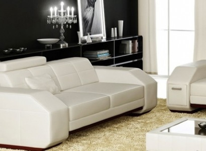 Sofagarnitur mit USB Sofa Couch Polster Sitz Garnitur 3+2+1 Wohnlandschaft Leder