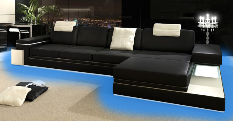 Ledersofa mit USB Wohnlandschaft XXL Ecksofa Bigsofa Design Couch Designersofa