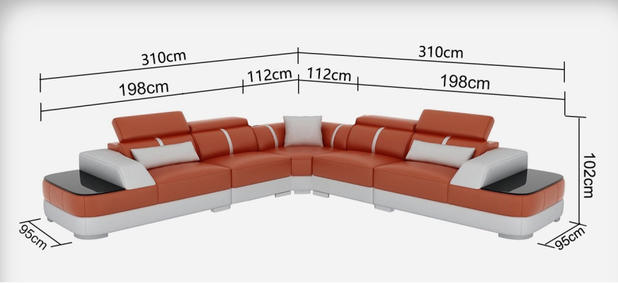 Ledersofa Polster Sitz Eck Sofa Garnitur Wohnlandschaft Wohnzimmer Couch mit USB