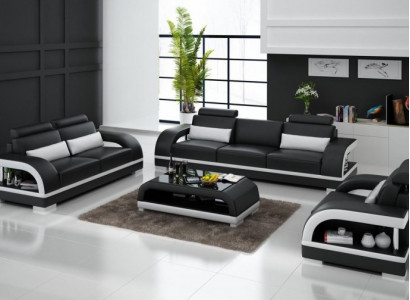 Designer Sofagarnitur Ledersofa USB Set 3+2+1 Garnitur Sofa Couch Neu Garnituren