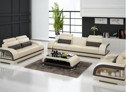 Designer Sofagarnitur Ledersofa mit USB Set 3+2+1 Garnitur Couch Sofa Garnituren