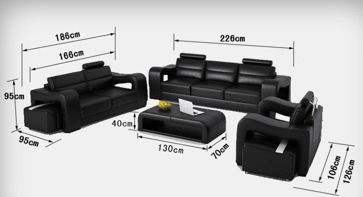 Ledersofa Couch Wohnlandschaft 3+2+1 Sitzer Garnitur Design Modern Sofa USB Neu