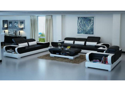 Sofagarnitur Couch Polster Leder Sitz Garnitur 3+2+1 Set Modernes Sofa mit USB