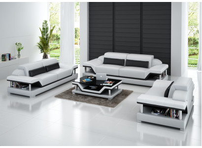 Ledersofa Couch Wohnlandschaft 3+2+1 Sitzer Garnitur Design Sofa Sofagarnitur