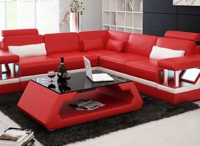 Ledersofa mit USB Wohnlandschaft Ecksofa Eck Garnitur Couch Design Sofa L6002B