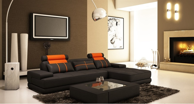 Ledersofa Ecksofa Sofa mit USB Polster Ecke Designer Sofas Couchen Neu Paris S/O