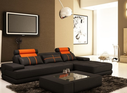 Ledersofa Ecksofa Sofa mit USB Polster Ecke Designer Sofas Couchen Neu Paris S/O