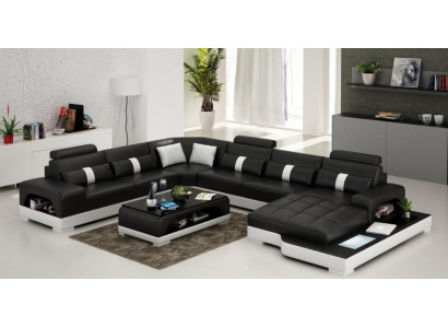 Leder U Form Wohnlandschaft Couch Big XXL Sofa Polster Ecke Garnitur Eck SendenS