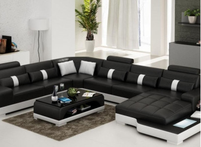 Leder U Form Wohnlandschaft Couch Big XXL Sofa Polster Ecke Garnitur Eck SendenS