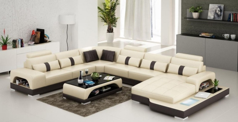 Leder U Form Wohnlandschaft Couch Big XXL Sofa Polster Ecke Garnitur Eck Senden
