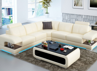 Ledersofa Couch Wohnlandschaft Ecksofa Eck Garnitur Design Ecksofa Sofa G8028B