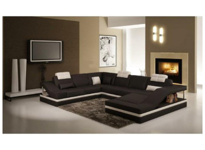 Wohnlandschaft Ecksofa Ledersofa Sofa Couch Polster Sitz Eck Garnitur