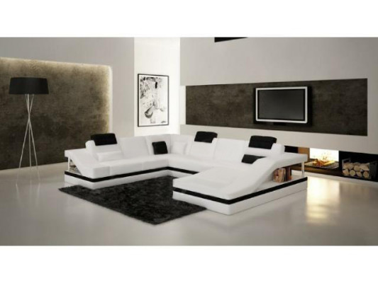 Wohnlandschaft Ecksofa Ledersofa Sofa Couch Polster Sitz Eck Garnitur