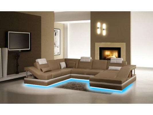 Wohnlandschaft Ecksofa Ledersofa Sofa Couch Polster Sitz Eck Garnitur