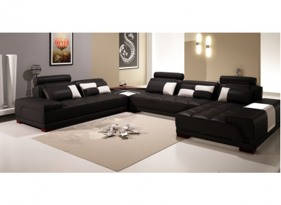 Sofa Ledersofa Couch Wohnlandschaft Ecksofa Eck Garnitur Modern Design