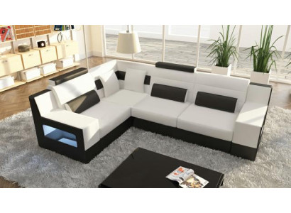Ecksofa Garnitur Textil Stoff Leder Sofas Wohnlandschaft Sofa + USB Polster Ecke