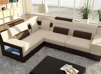 Wohnlandschaft Sofa USB Polster Ecke Ecksofa Garnitur Massfertigung Leder Sofa
